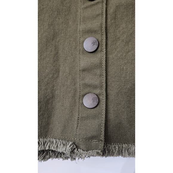 MADEWELL Raw Hem A-Line Mini Skirt Olive Green Snap Closure Pockets Size 6 - Picture 5 of 8